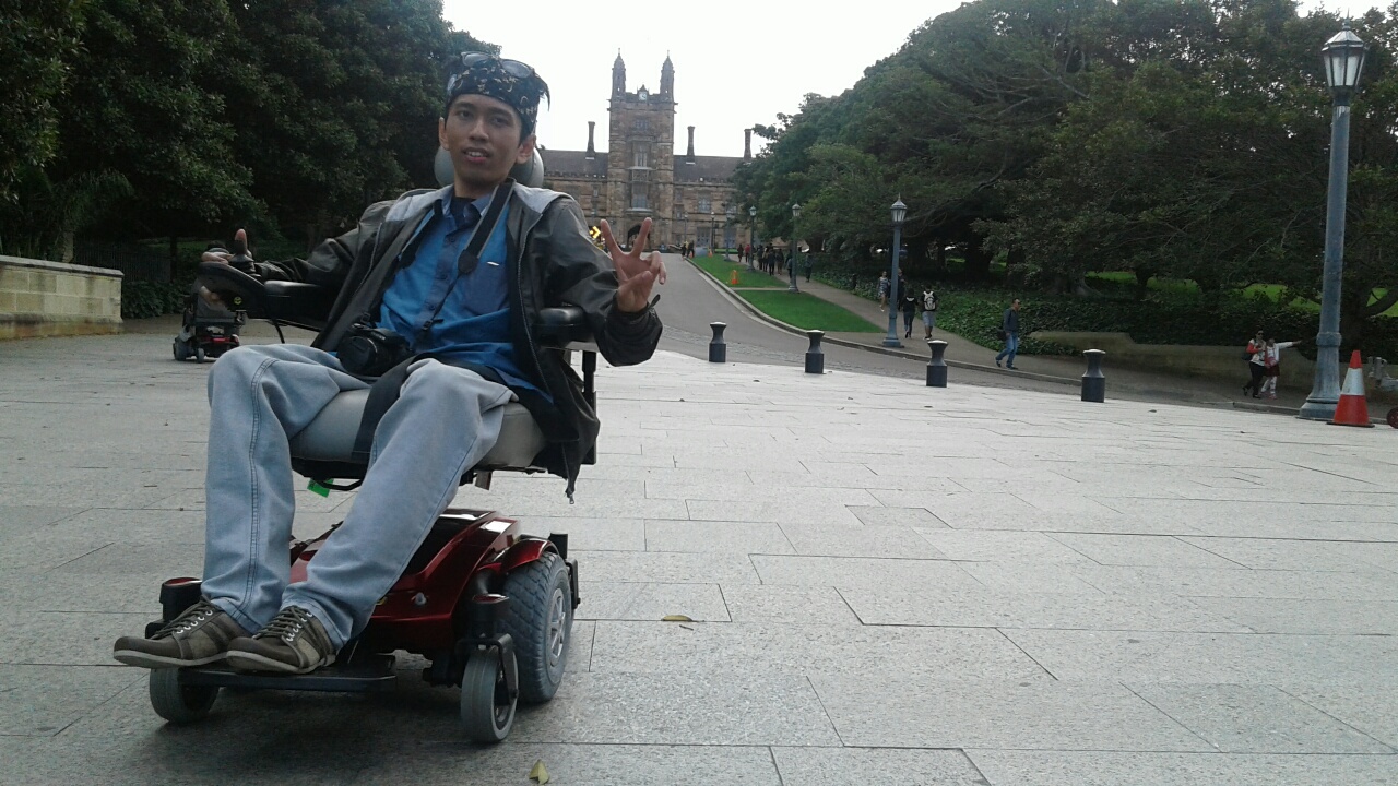 A man on an electric wheelchair